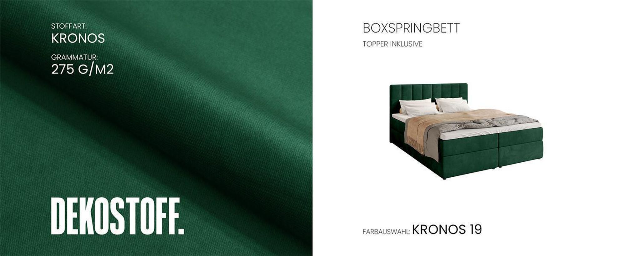 BroMARKT Boxspringbett DENVER mit 2 Bettkasten, Bonell-matratze, Polsterbett, Bett, Cordstoff (Vanille, POSO 100, 180x200 cm)