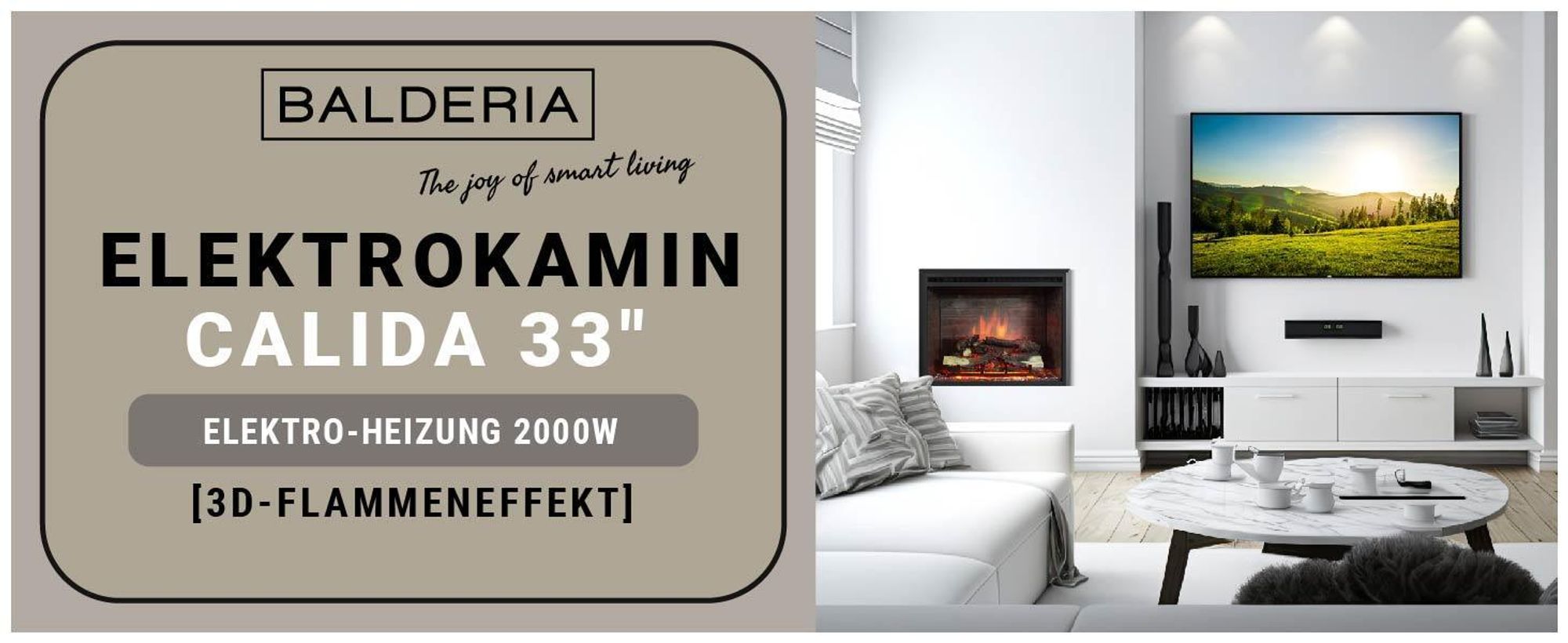 Elektrokamin BALDERIA Calida 33 - Einbaukamin - Schwarz