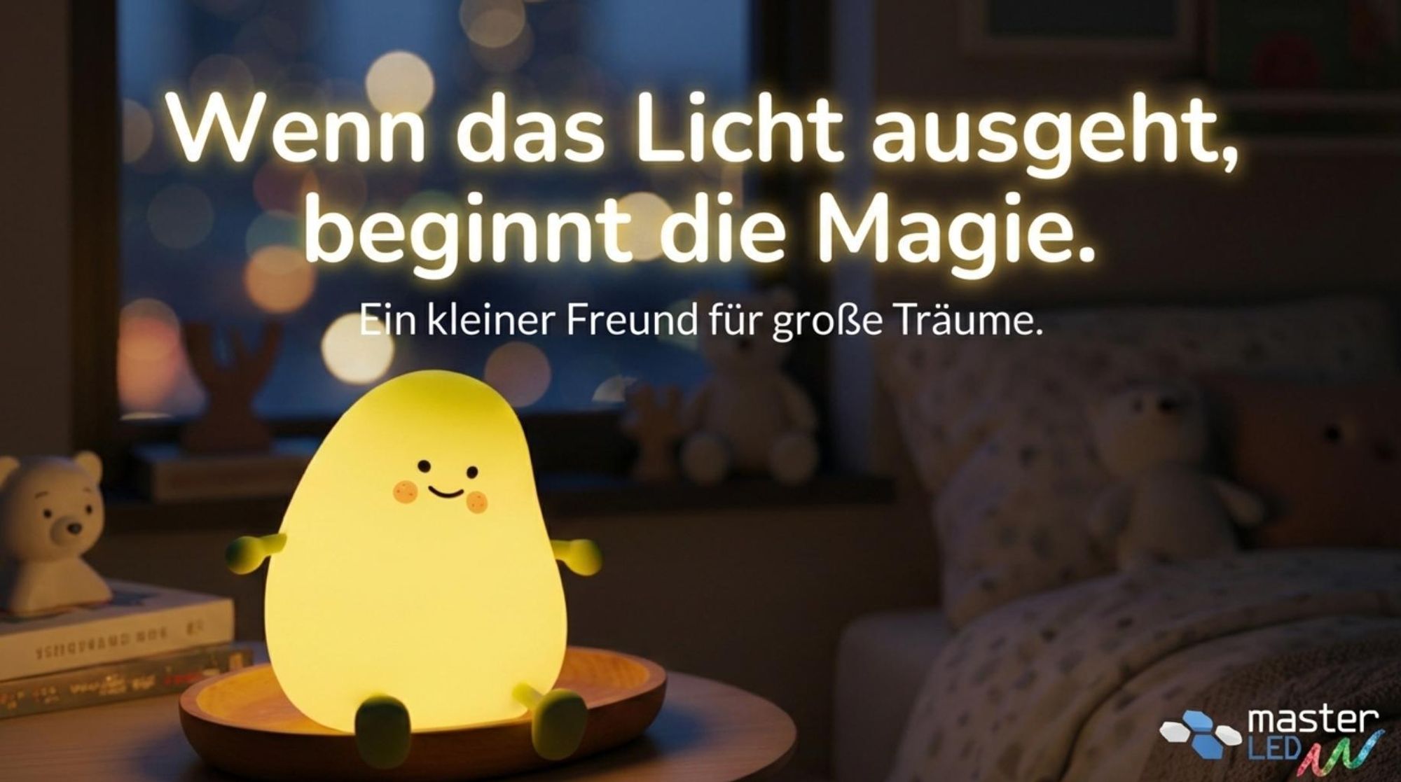 MasterLED LED Nachtlicht Silikon Birne Touch Nachtlampe, USB-C mit Timer, warmweiß, Schlaflicht Kinderzimmer tragbare Schlafhilfe Stilllicht, Gesche