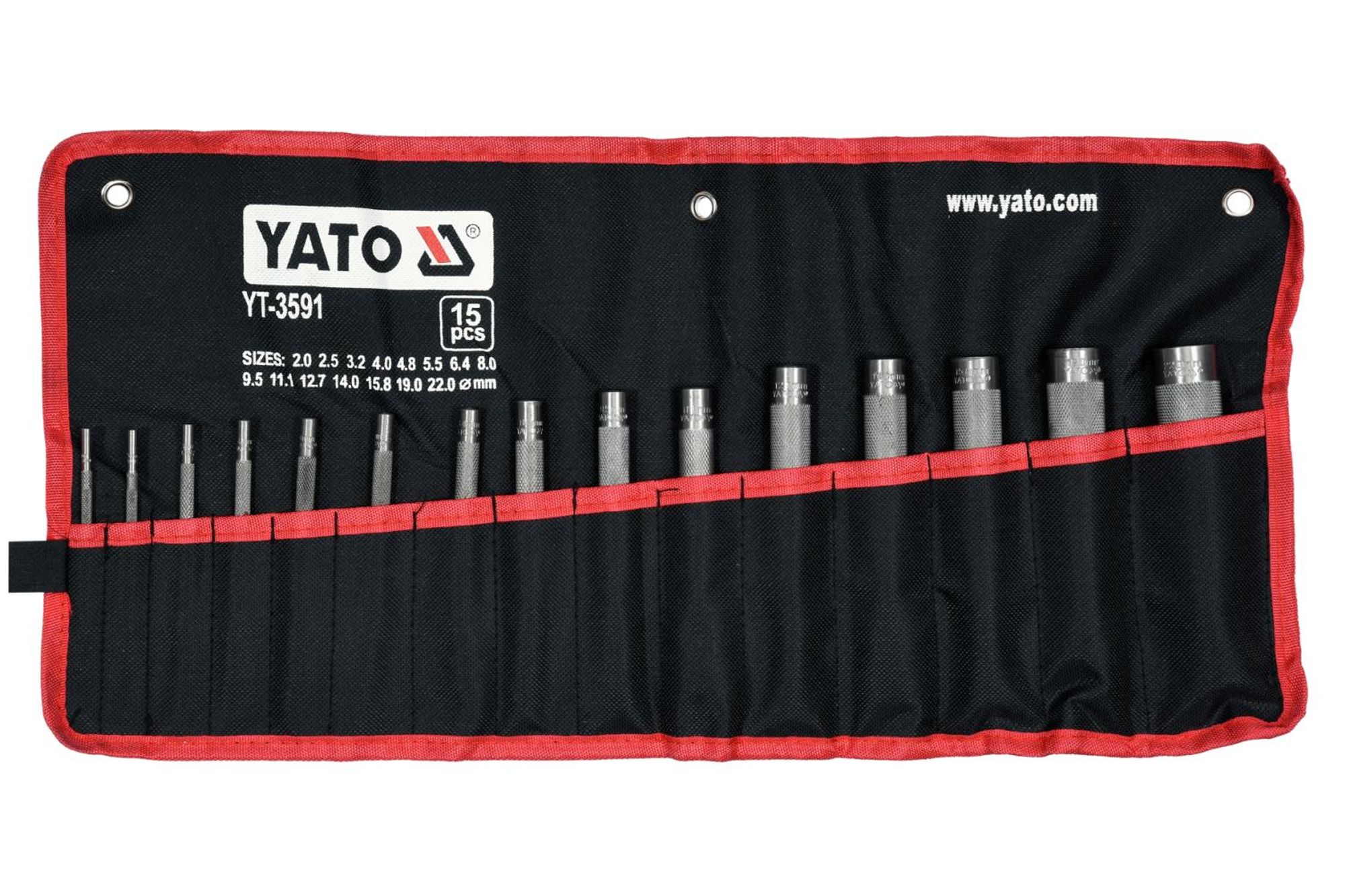 Kožené razníky YATO YT-3591 2-22 mm 15 ks.