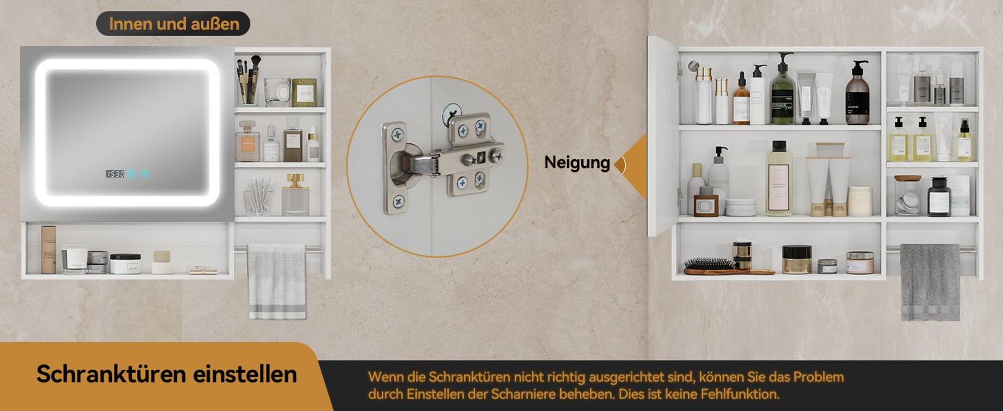Puluomis Spiegelschrank Bad 80cm mit 3 färbiger dimmbarer Beleuchtung, Digitaler Uhr, Handtuchhalter, Antibeschlag Badezimmerschrank Wandschrank weiß