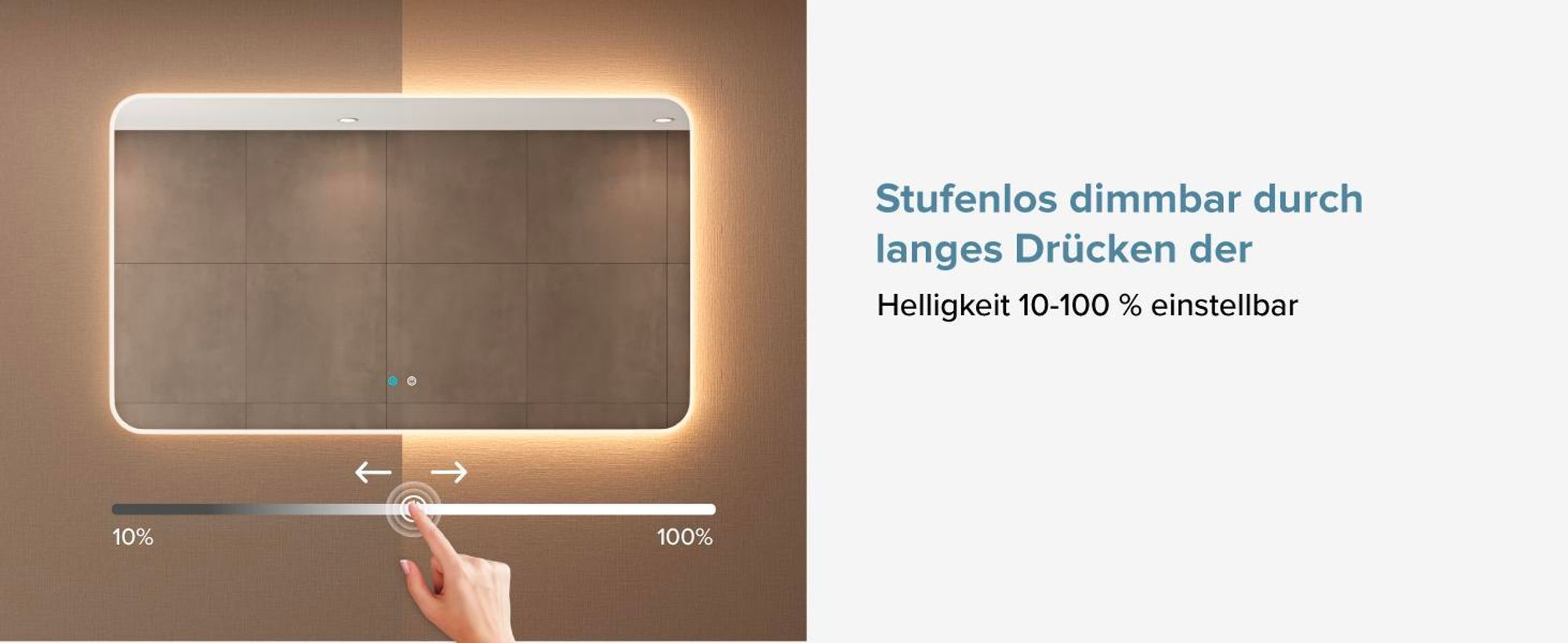 doporro Design LED-Spiegel Wandspiegel 120x80cm Badezimmerspiegel Beschlagfrei 5 mm Glas durch Antifog-Schicht  Nova-02