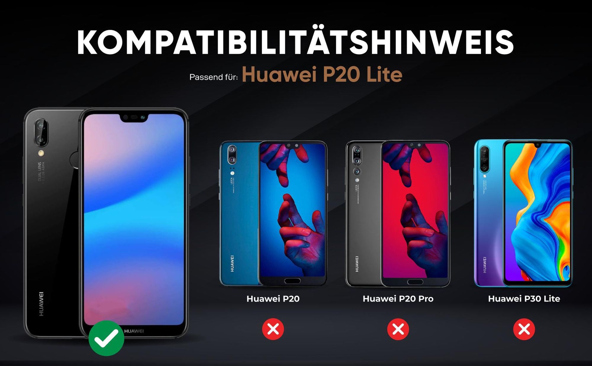 Kompatibilitätshinweise Hülle für Huawei P20 Lite