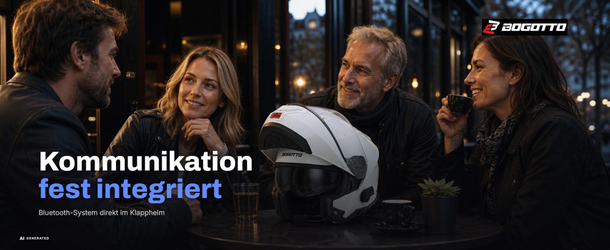 Bogotto H272 Bluetooth Klapphelm, schwarz matt, L (59/60)