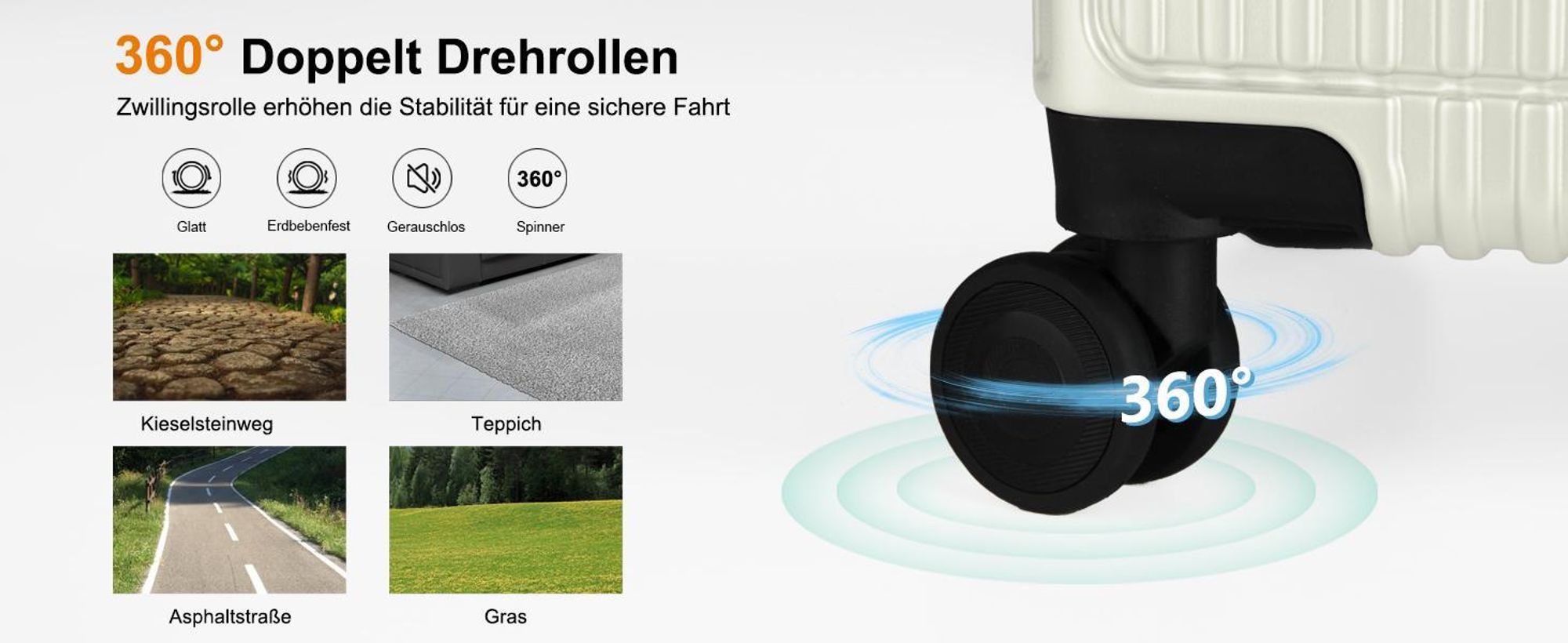 HOMELUX Trolleyset Größe M, L, XL Reisekoffer Alu-Rahmen ABS & TSA Schloss 3 tlg. Trolley Hartschalen koffer Set 2401 Weiß