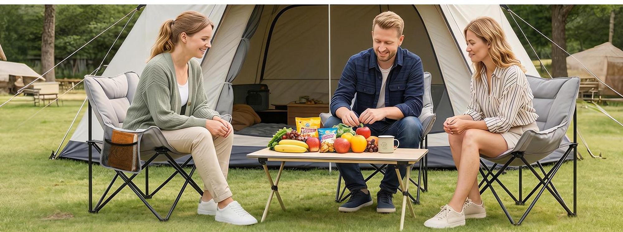 Sekey Campingstuhl Gepolstert Klappstuhl Camping Faltstuhl Angelstuhl bis 130 kg, Grau