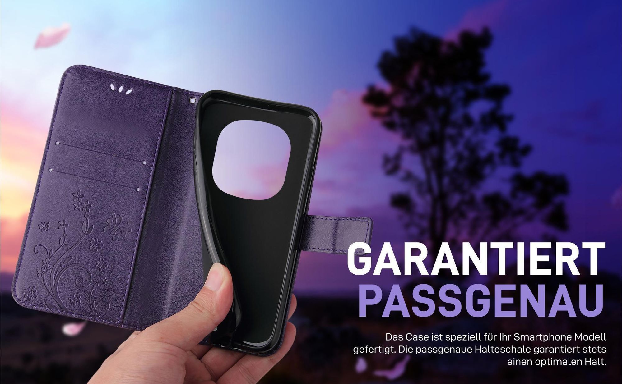 Violette Klapphülle für Xiaomi Redmi Note 14 Pro 5G / 14 Pro+ 5G mit präziser Passform
