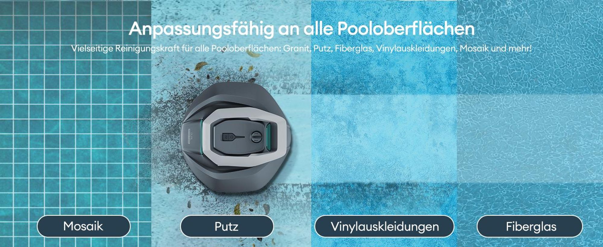 Bazénový robot Ultenic Pooleco, 5200 mAh, 90 minút, 3 bezkefové motory, automatické čistenie, 2,5 l nádrž, automatické zaparkovanie, s diaľkovým ovládaním a aplikáciou