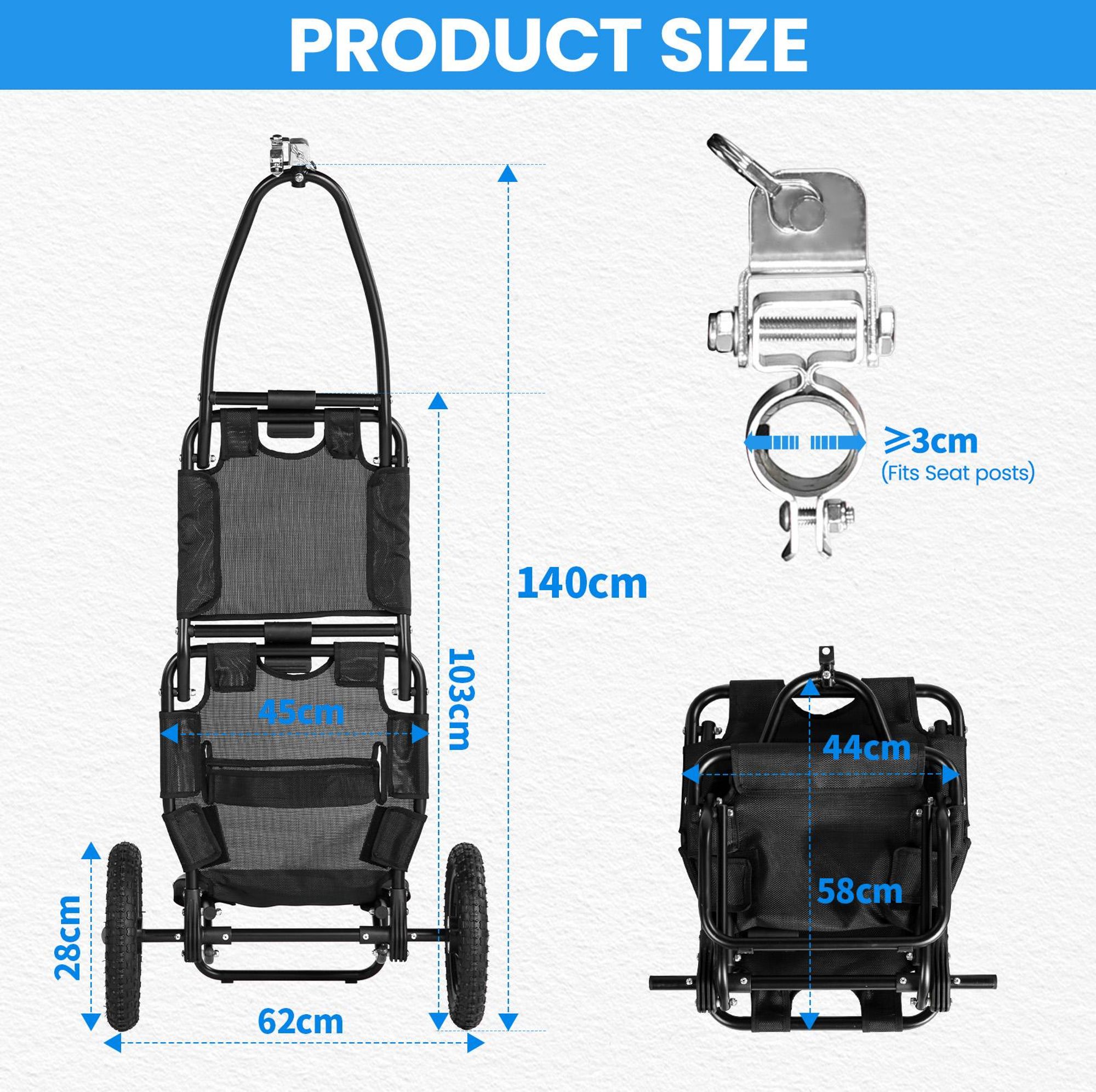 Sepnine 8009T Trailer 20KG, Aluminium, Faltbar, 30,48cm Räder - Schwarz