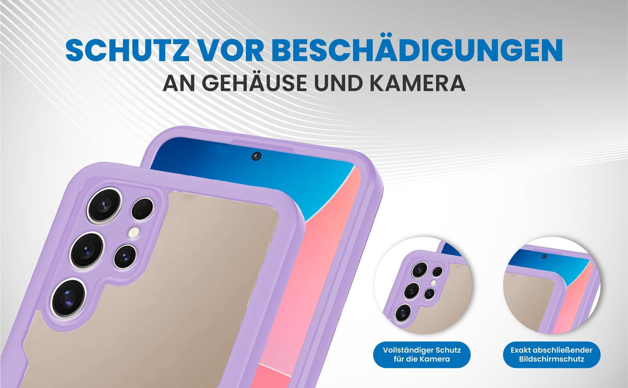 Violette 360 Grad Handyhülle für Samsung Galaxy S24 Ultra Front und Backcover