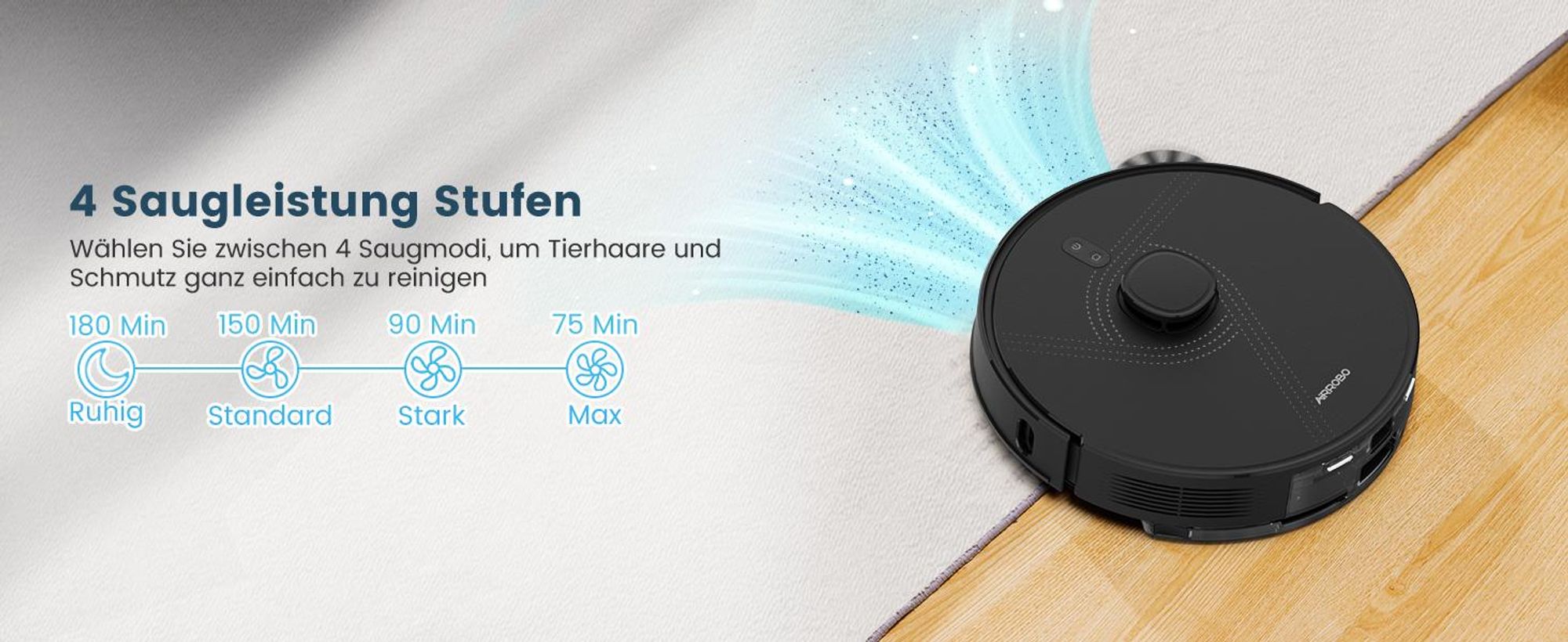 AIRROBO Nass-Trocken-Saugroboter L40 Plus Sauger und Wisch Staubsauger mit Wischfunktion Absaugstation, 5500Pa, 180min, 200m², 60 Tage freihändig