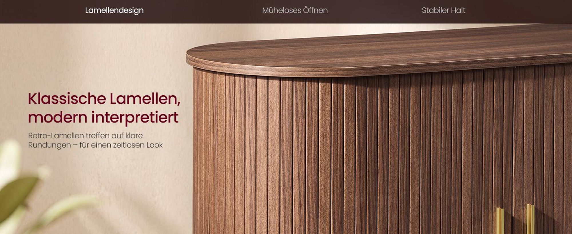 VASAGLE Sideboard mit Schiebetüren und Abgerundeten Ecken, Verstellbare Einlegeböden, 100 x 40 x 75 cm, Braun