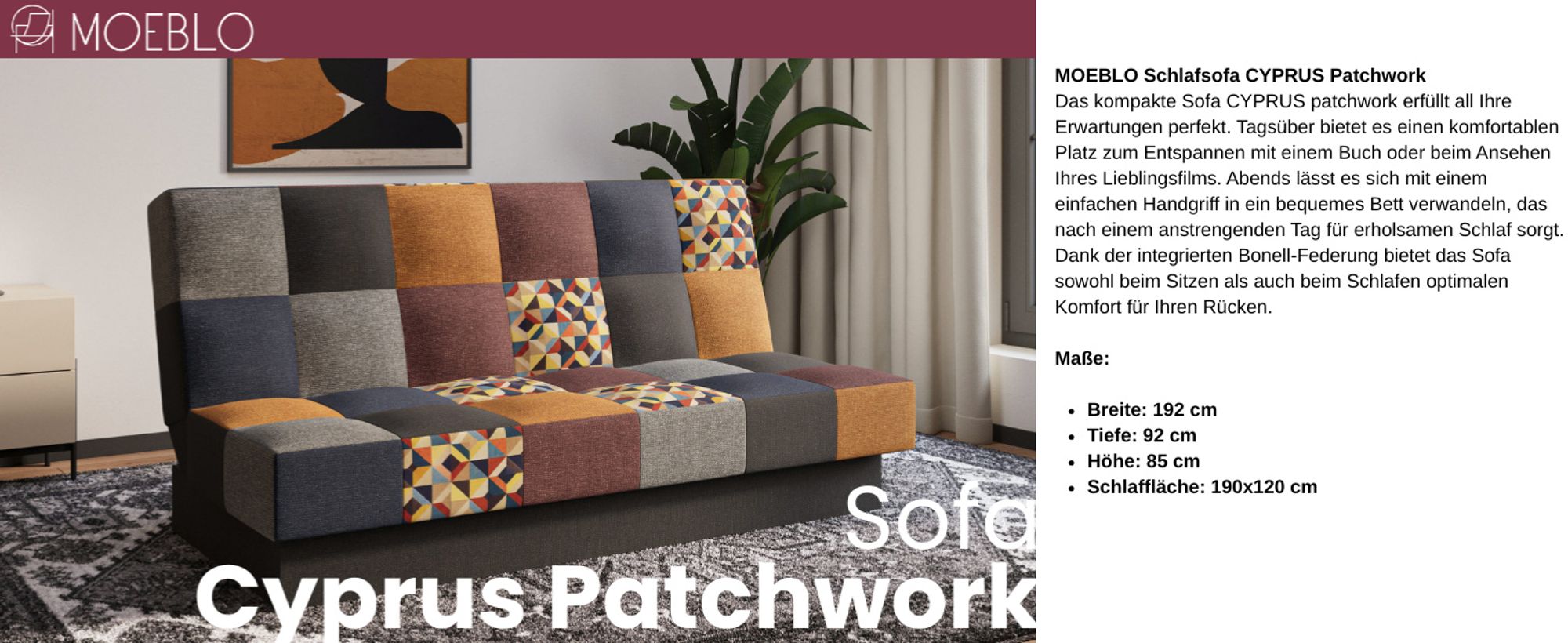 Sofa mit Schlaffunktion und Bettkasten Couch für Wohnzimmer, Polstersofa Wohnlandschaft mit Bettfunktion, Sofagarnitur - Schlafsofa - Cyprus patchwork - Hellblau + Grau (Bragi 80/86/28/82/13 + M101)