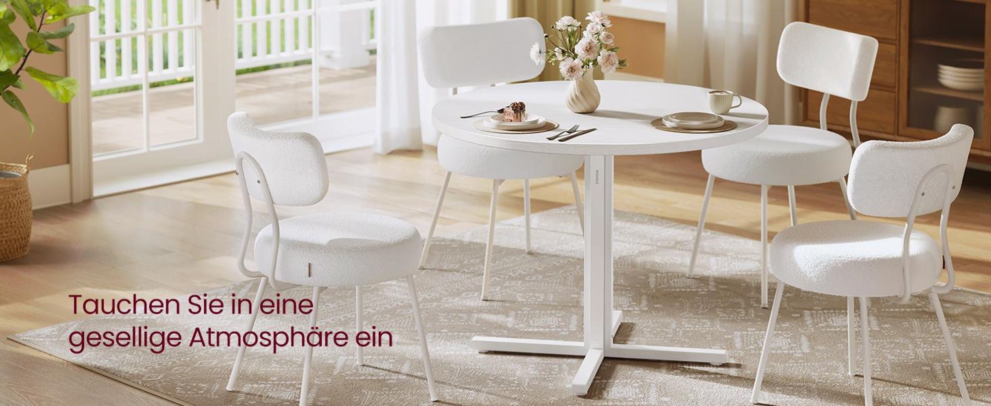 VASAGLE Esstisch rund, Esszimmertisch, klein Küchentisch für 4 Personen, Landhausstil, wasserresistente Oberfläche, 80 cm d, 74,8 cm H, für Esszimmer