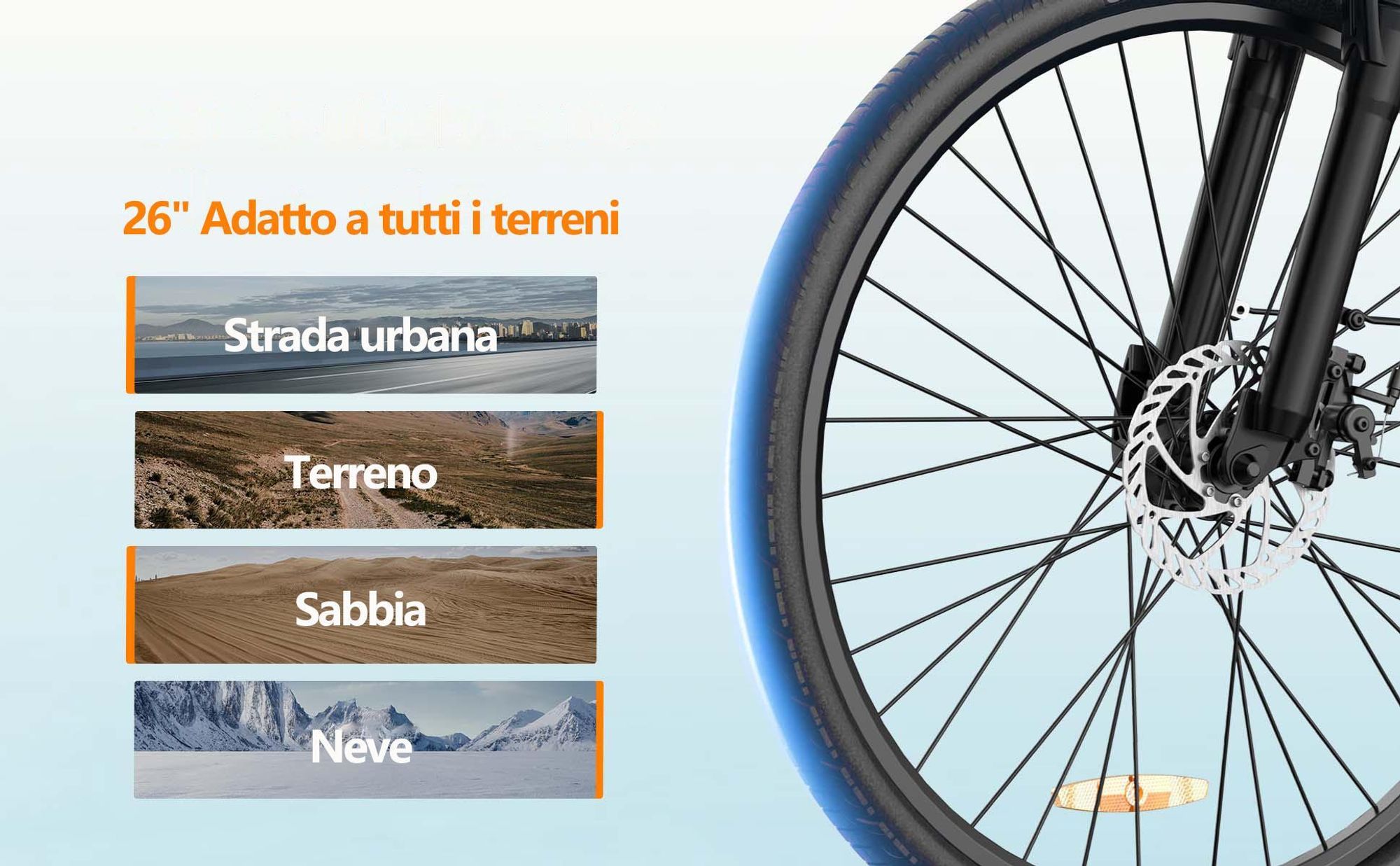 Bicicletta ElettricaURLIFE E26 - Motore 250W Batteria 48V10.4Ah Pneumatici 26 pollici Freni a disco - Bianco