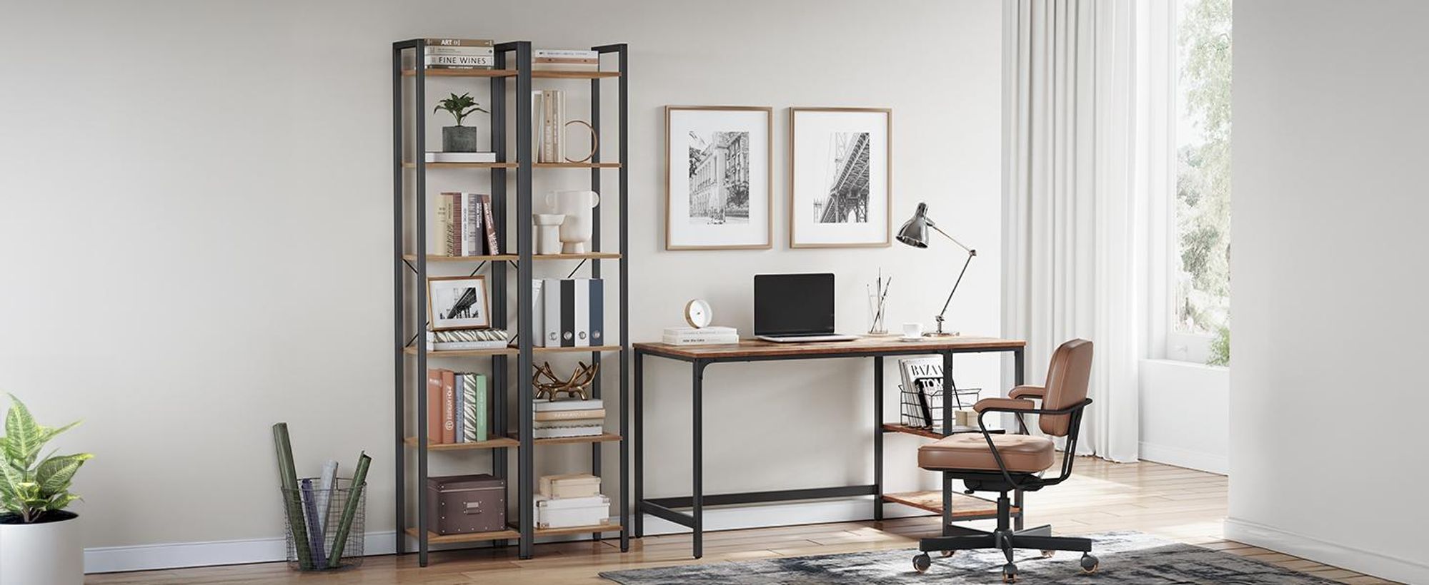 VASAGLE Bücherregal, Standregal, mit 6 Ebenen, Büroregal