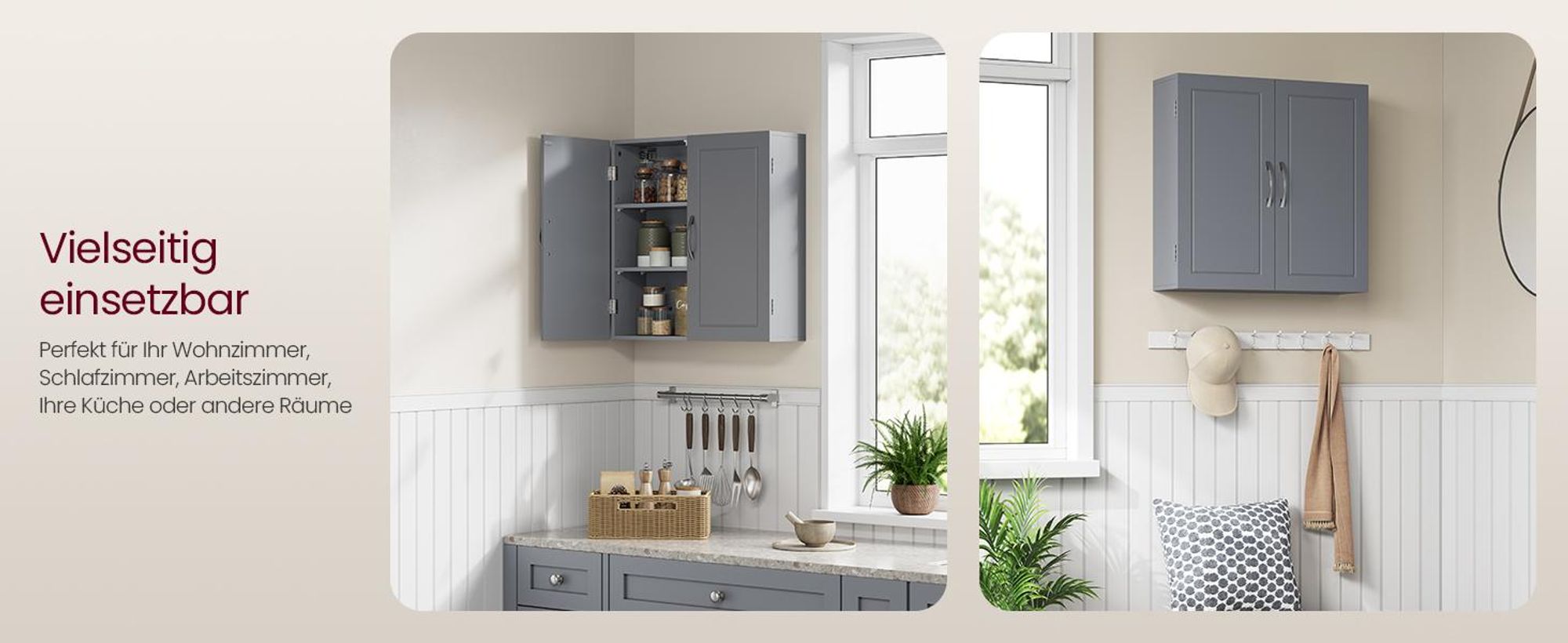 VASAGLE Badezimmerschrank, Badschrank, wandmontiert, Wandschrank mit verstellbaren Ablagen