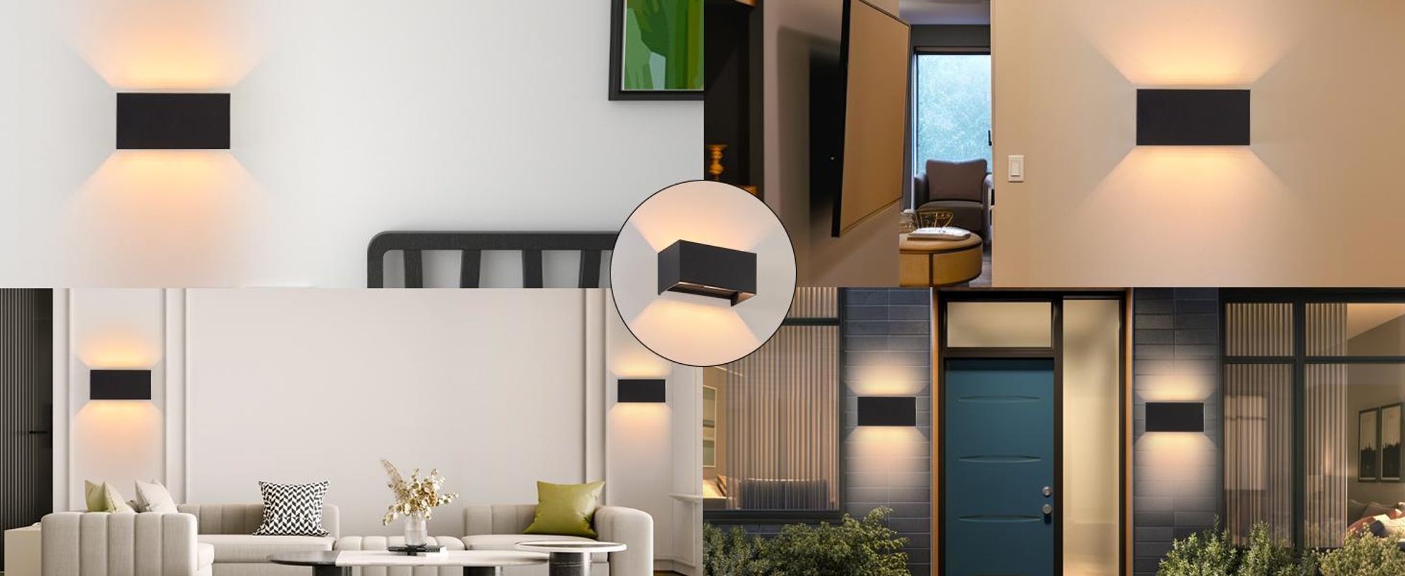 ZMH LED Wandleuchte 2ER Aussen Wandlampe Schwarz Up und Down Außenlampe IP65 Wasserdicht Warmweiß G9 Einstellbar Lichtstrahl Wandstrahler für Wohnzimmer Garten Terrasse Flur