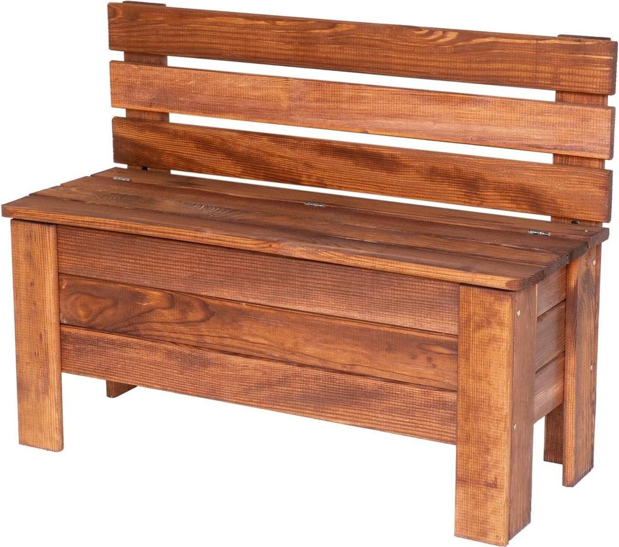 STOLMAK Gartenbox aus Holz 111 l 71x54x29 cm Natur Massivholz Kiefer Auflagenbox Kissenbox Holztruhe Sitzbank Gartenmöbel