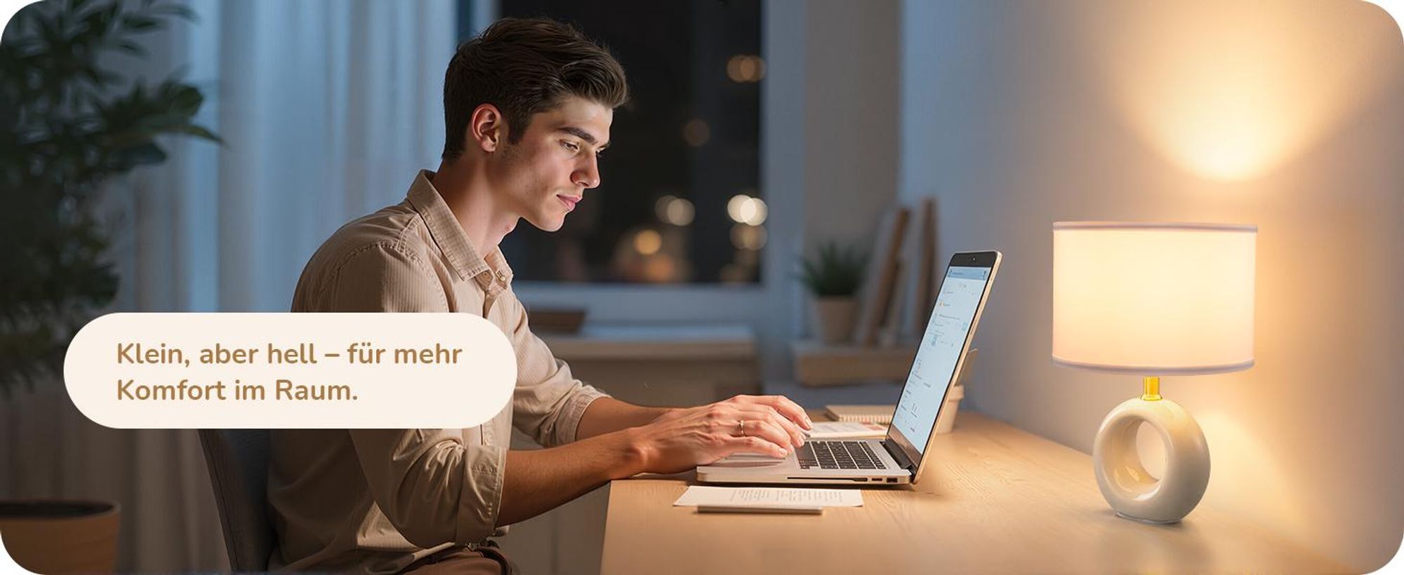 EDISHINE Keramik-Tischlampe, elegante und moderne Nachttischlampe mit Stoffschirm, E14-Leuchtmittel inklusive, 2700K Warmweiß
