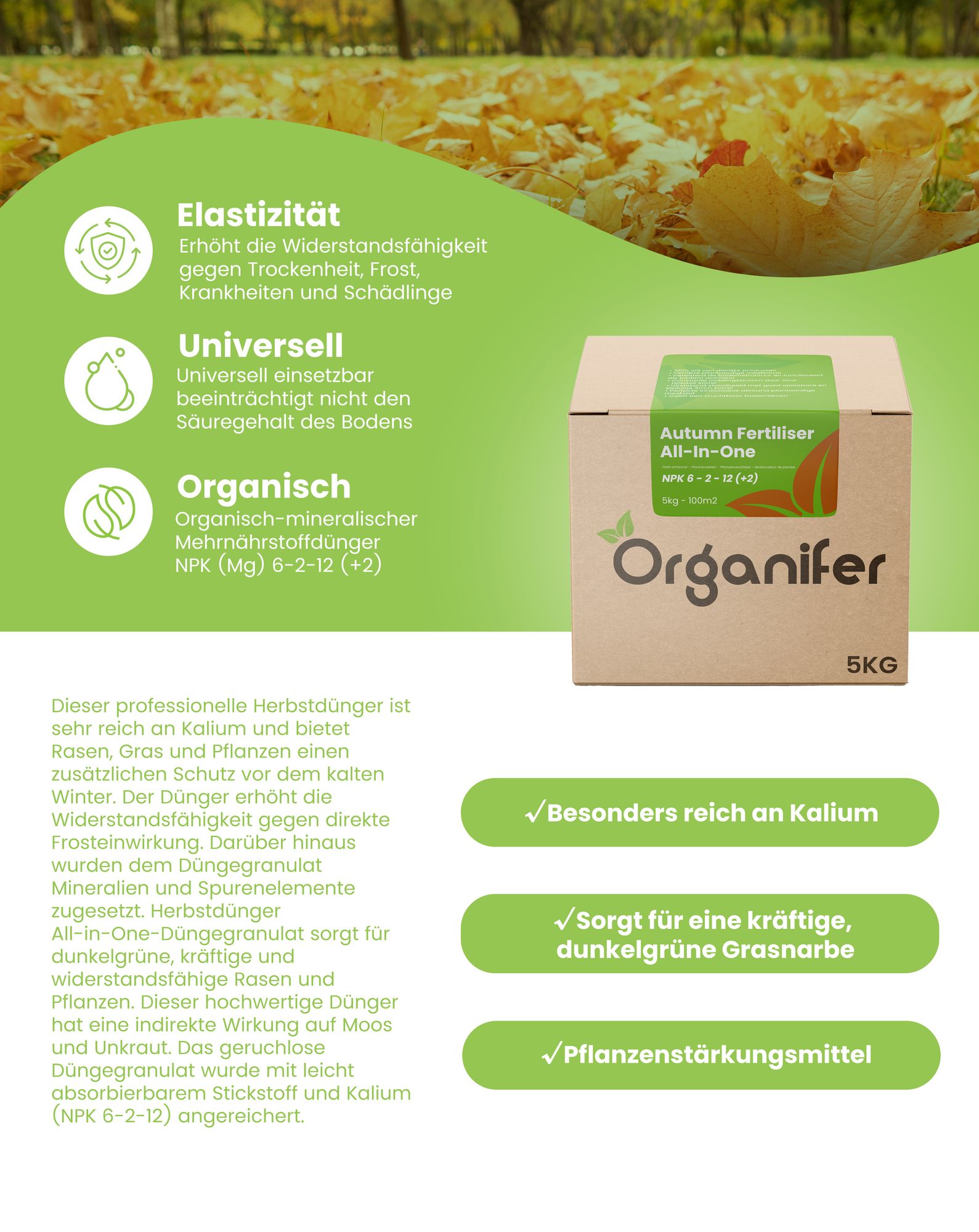Herbstdünger All-In-One (20 kg - für 400 m2)- Organifer