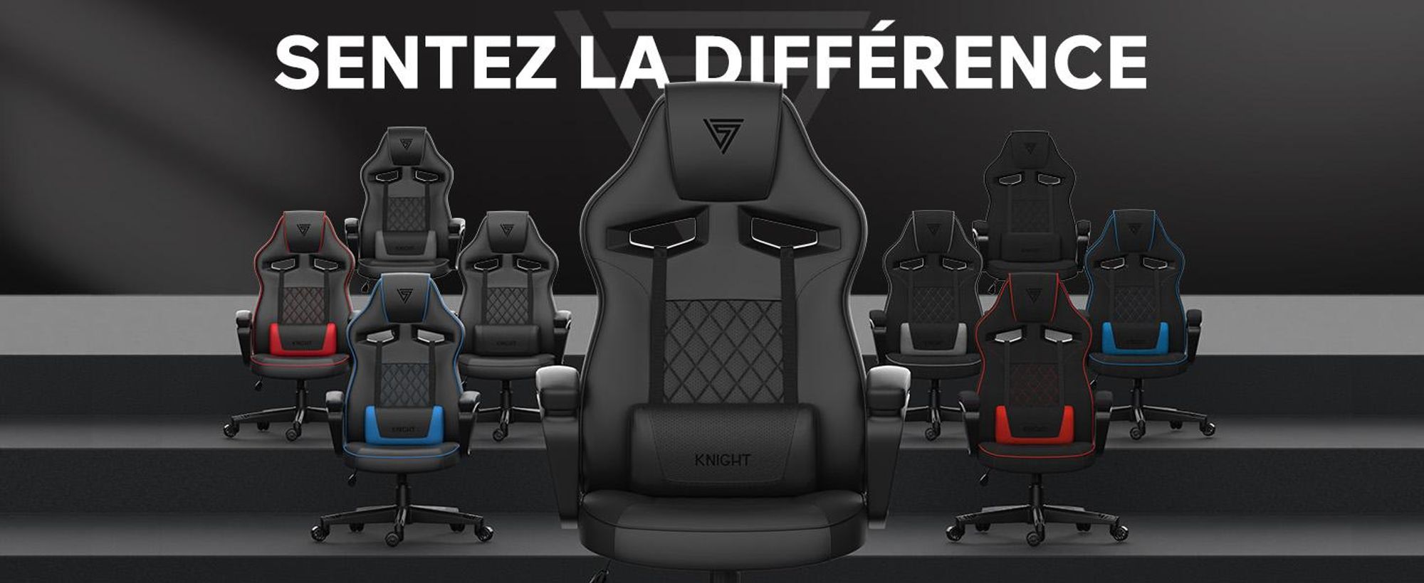 Chaise gaming SENSE7 Knight en tissu noir - Chaise de bureau ergonomique Chaise de bureau Chaise gaming pivotante Chaise pour joueur PC 120 kg