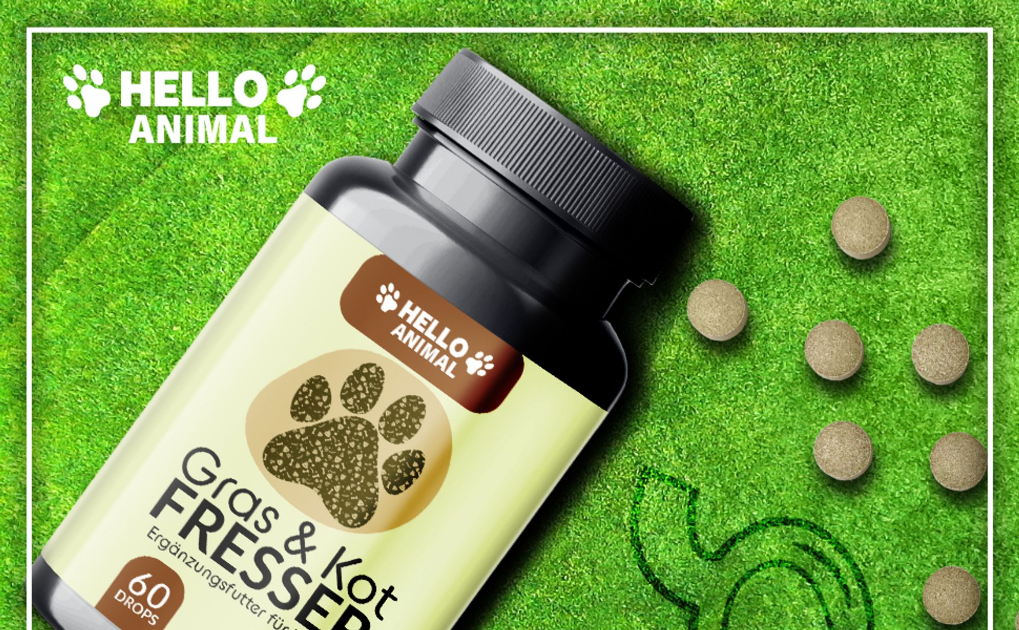 Hello Animal Gras- und Kotfresser Leckerlis für Hunde – Für eine bessere Verdauung und einen gesunden Magen-Darm-Trakt – Wurmkur – Verdauungs Leckerli