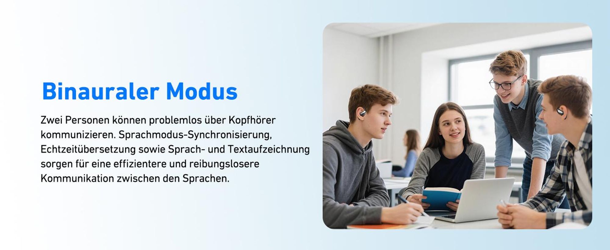 AI Übersetzer Kopfhörer, Ohrhörer mit KI-Echtzeit-Übersetzung, Bluetooth Kopfhörer, Übersetzungskopfhörer, 150 Sprachen, HiFi-Sound