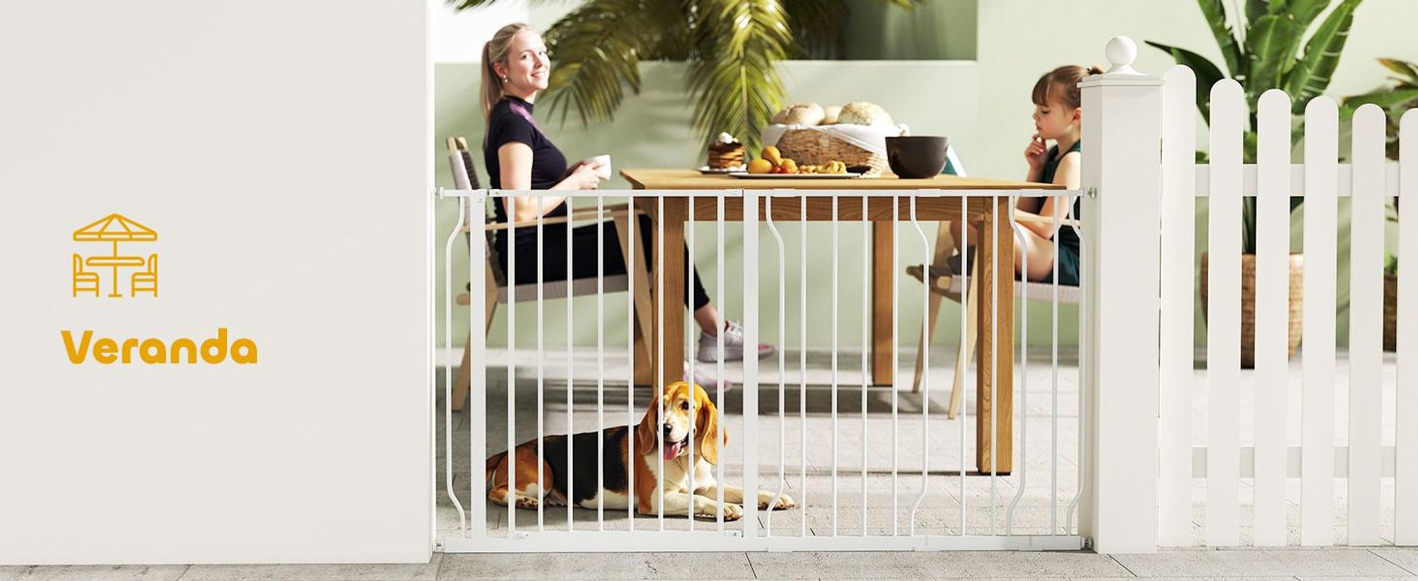 Hunde Türschutzgitter Treppenschutzgitter, 75-145 cm Hunde Türgitter Weiß