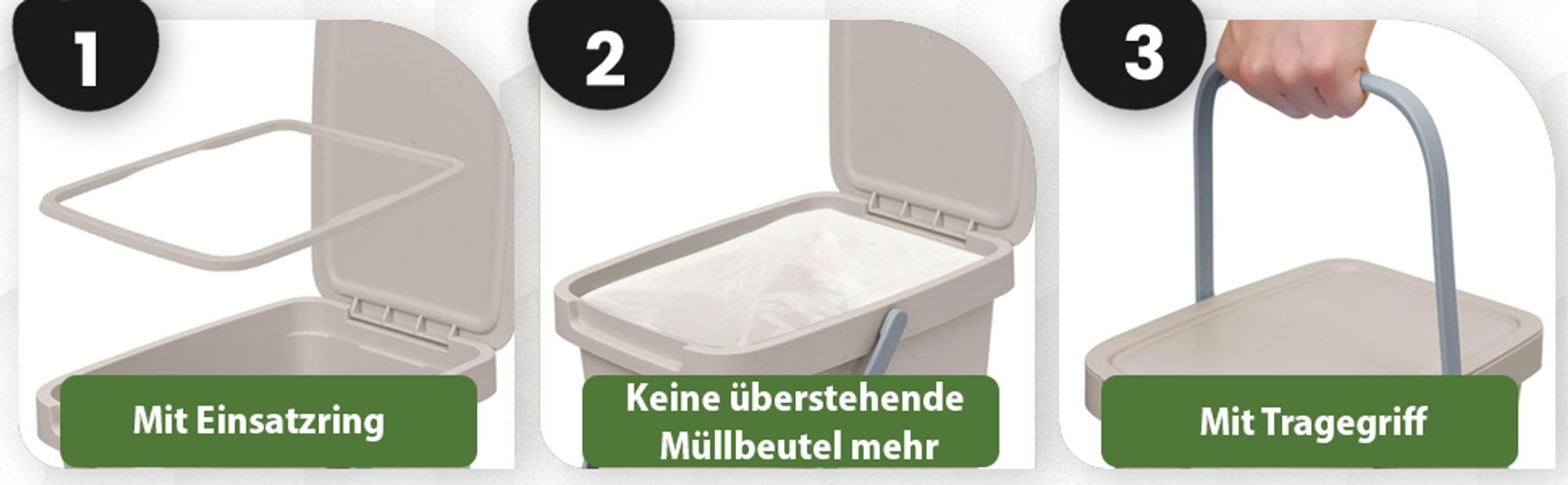 YourCasa® Biomülleimer Küche - 6L mit Deckel und Wandaufhängung Blau