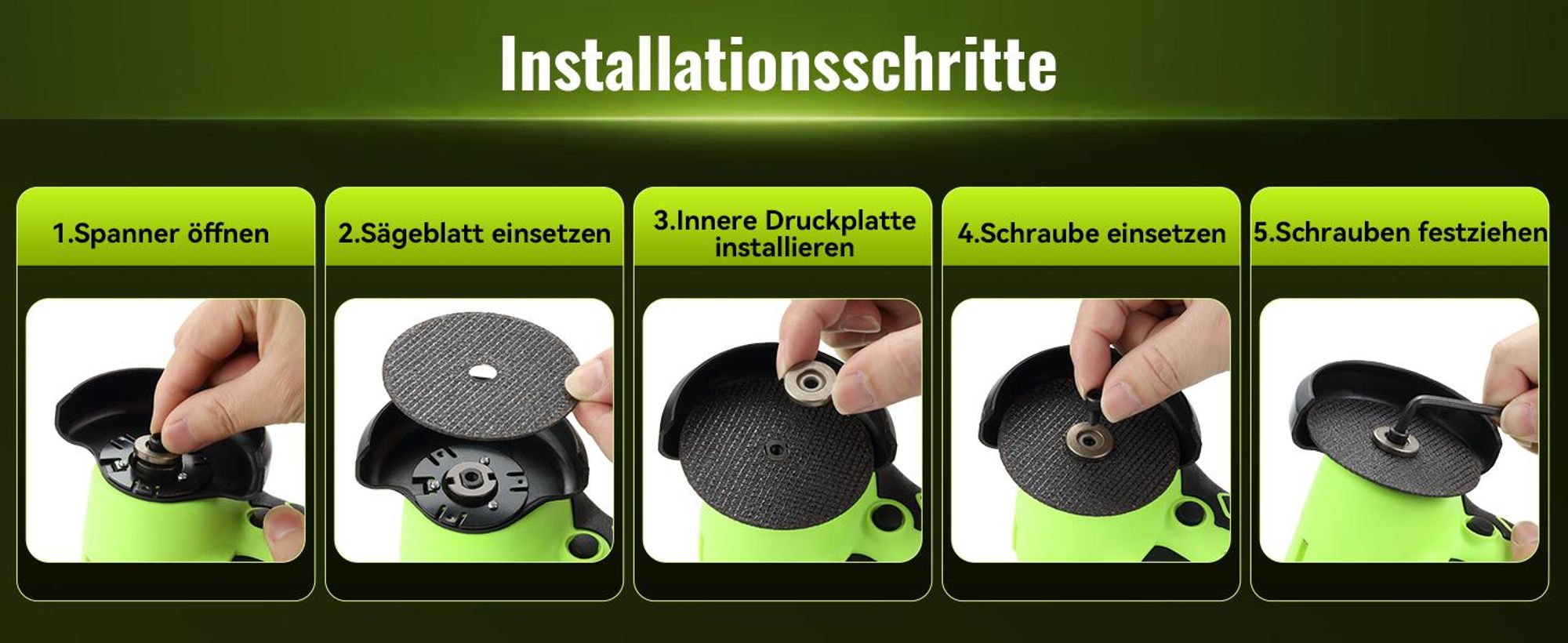 DEWINNER Akku-Winkelschleifer 19 500 U/min - 76mm Schleifscheibe, 2 Akkus 2000mAh, 6 Schneidscheiben und Tragetasche - Für Schleifen, Polieren