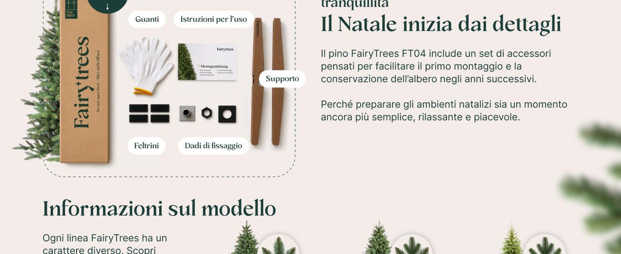 Albero di Natale artificiale FairyTrees 180cm pino naturale con supporto in legno | Abete di Natale con pigne naturali e punte bianche innevate | Facile da Montare | Prodotto in EU