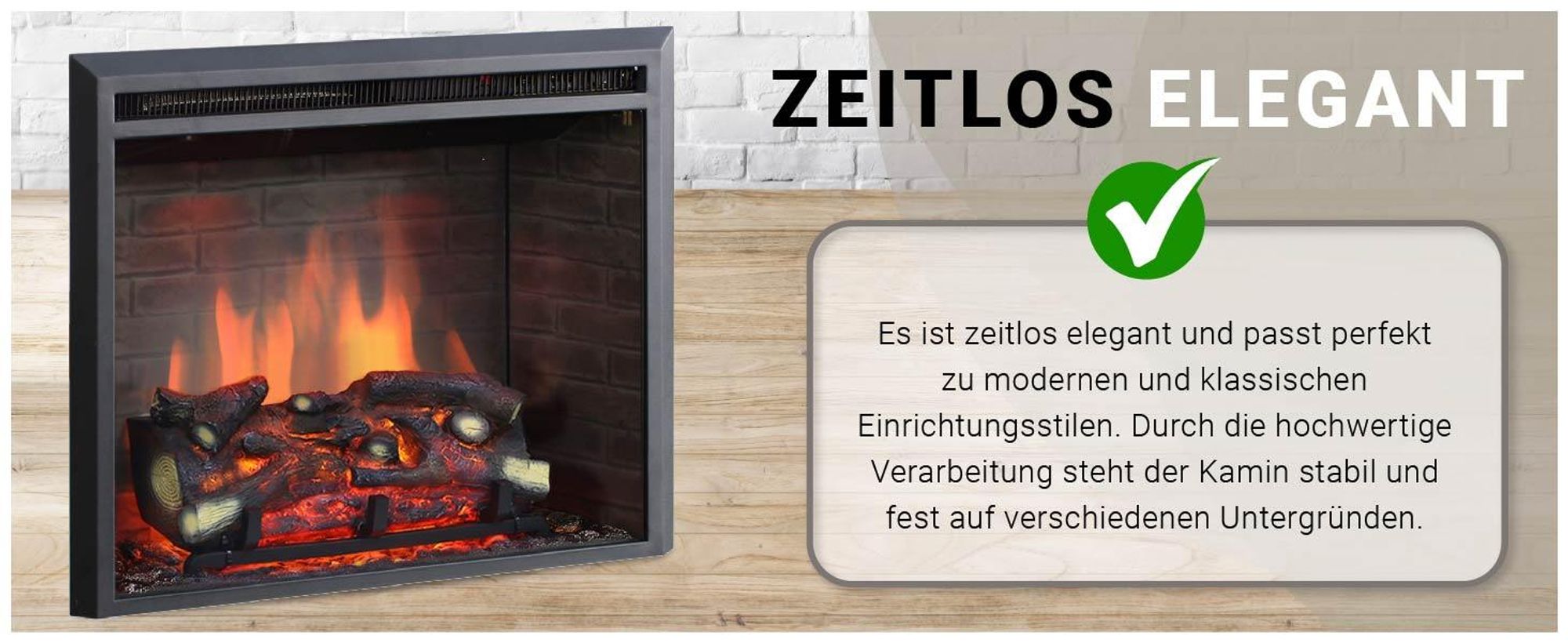 BALDERIA Elektrokamin Calida 26" - Einbaukamin - Schwarz