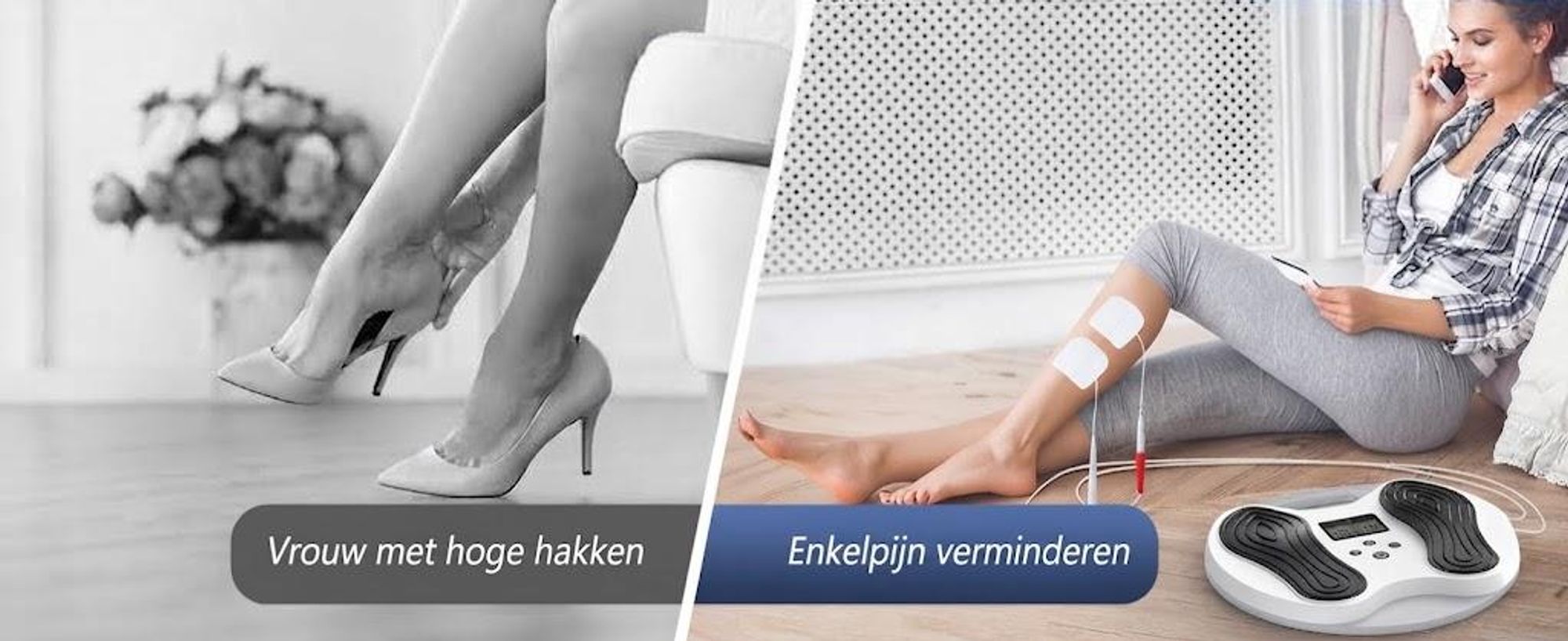 EMS Fußmassagegerät zur Durchblutungsförderung – Fußstimulator mit TENS Elektroden-Pads, Massagegerät gegen Schwellungen & Beinschmerzen