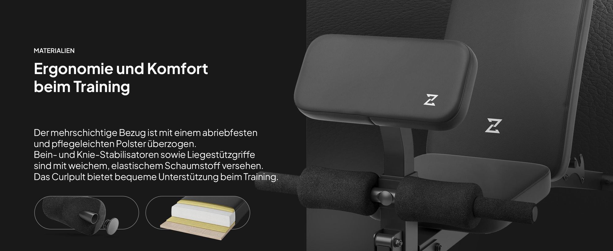 Zipro Volume Multifunktions-Trainingsbank mit Beinpresse und Bizeps-Curlbänke für Ganzkörpertraining, verstellbare Bank, schwarz, Belastbarkeit 230 kg