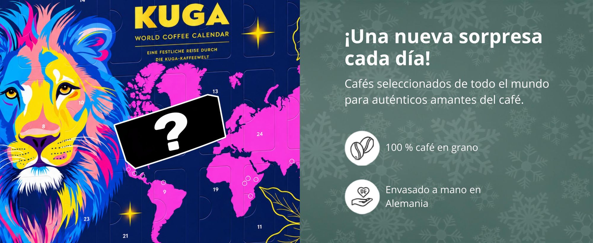 BOXILAND® café en grano calendario adviento 2026, 24 variedades, Fairtrade