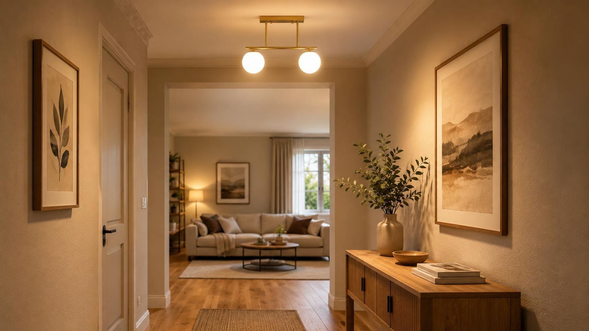 MasterLED Deckenleuchte 2-flammig Gold, für E27 G45, Glaskugeln Design, Modernes Wohnzimmer & Flur