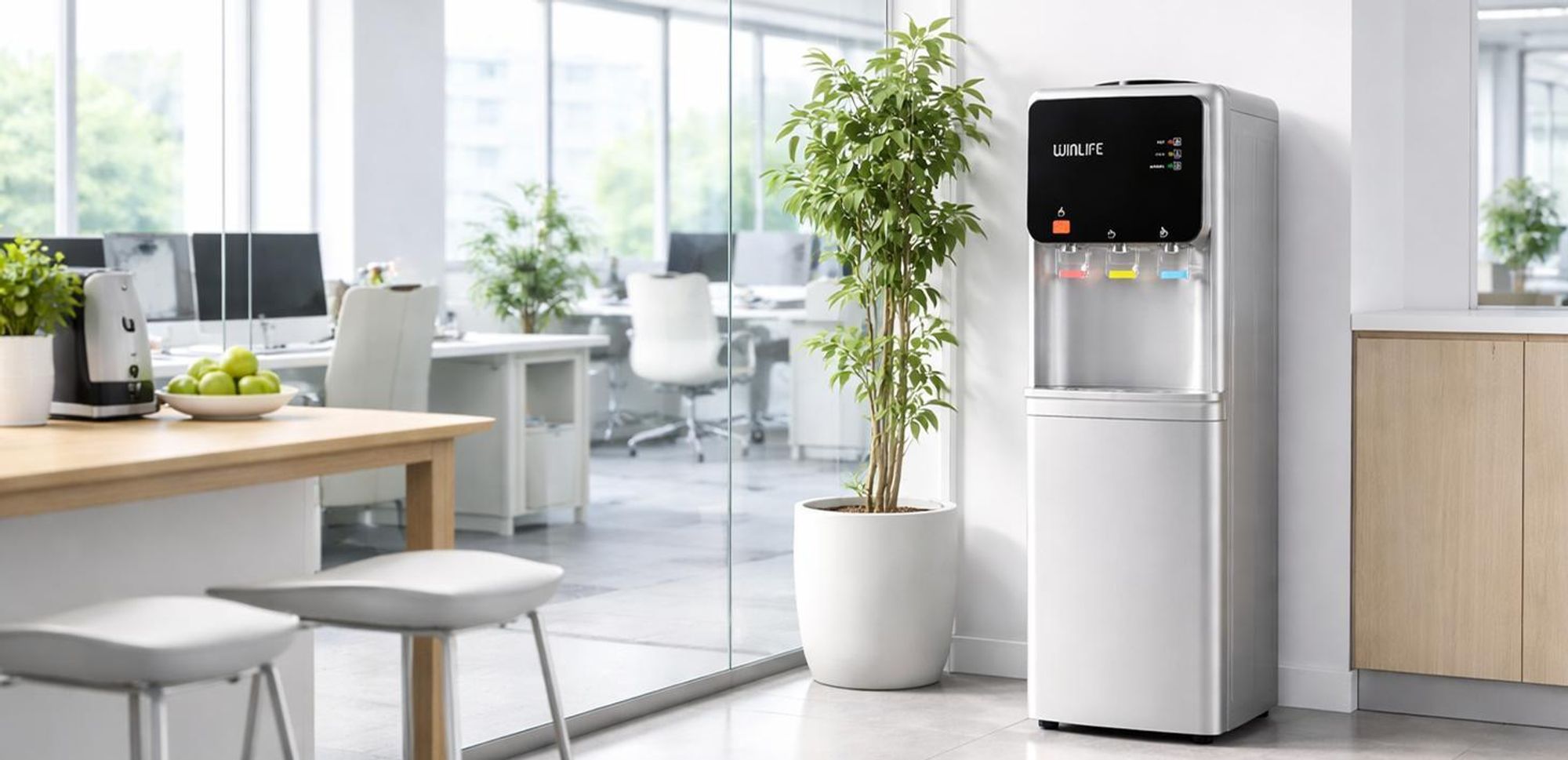 WINLIFE® Elektrischer Wasserspender Groß Silber Wasserspendergerät mit Kindersicherung Knopf, Trinkwasserspender für heiße & kalte Getränke 5 bis 20 L