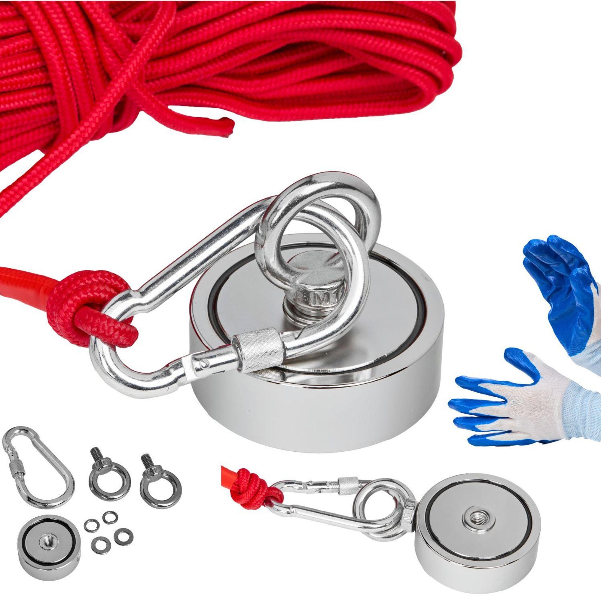 KRAFT&DELE | Magnetfischen Set, 240kg + Seil 20m, Neodym Magnet mit Seil, Magnet Fischen Angel, Ösenmagnet, Magnetangeln Set