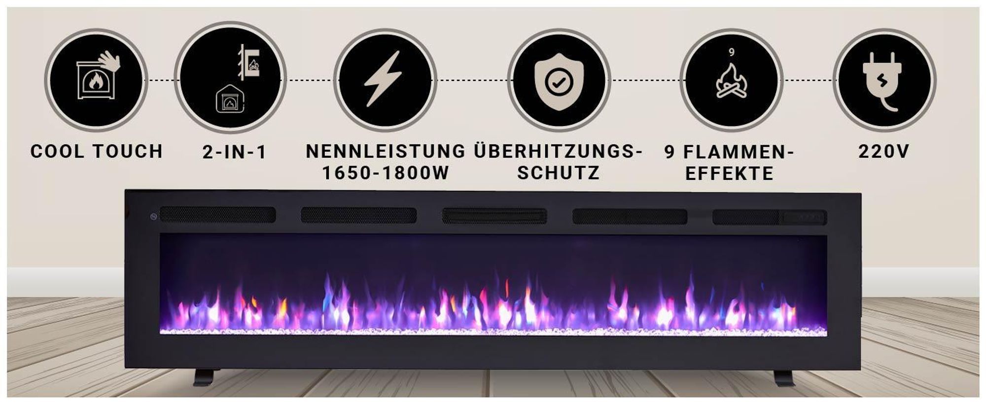 Elektrokamin BALDERIA Leif 70 - 2in1 - schwarz