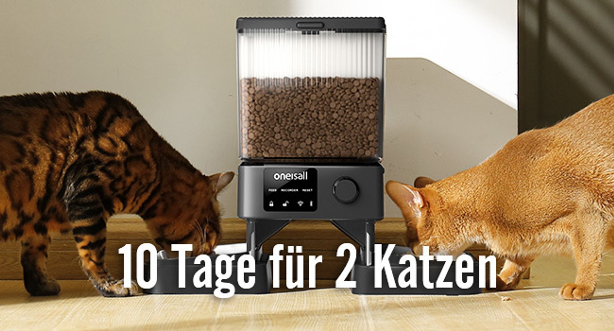 Oneisall Automatischer Katzenfutterspender mit 5G WLAN für 2 Katzen
