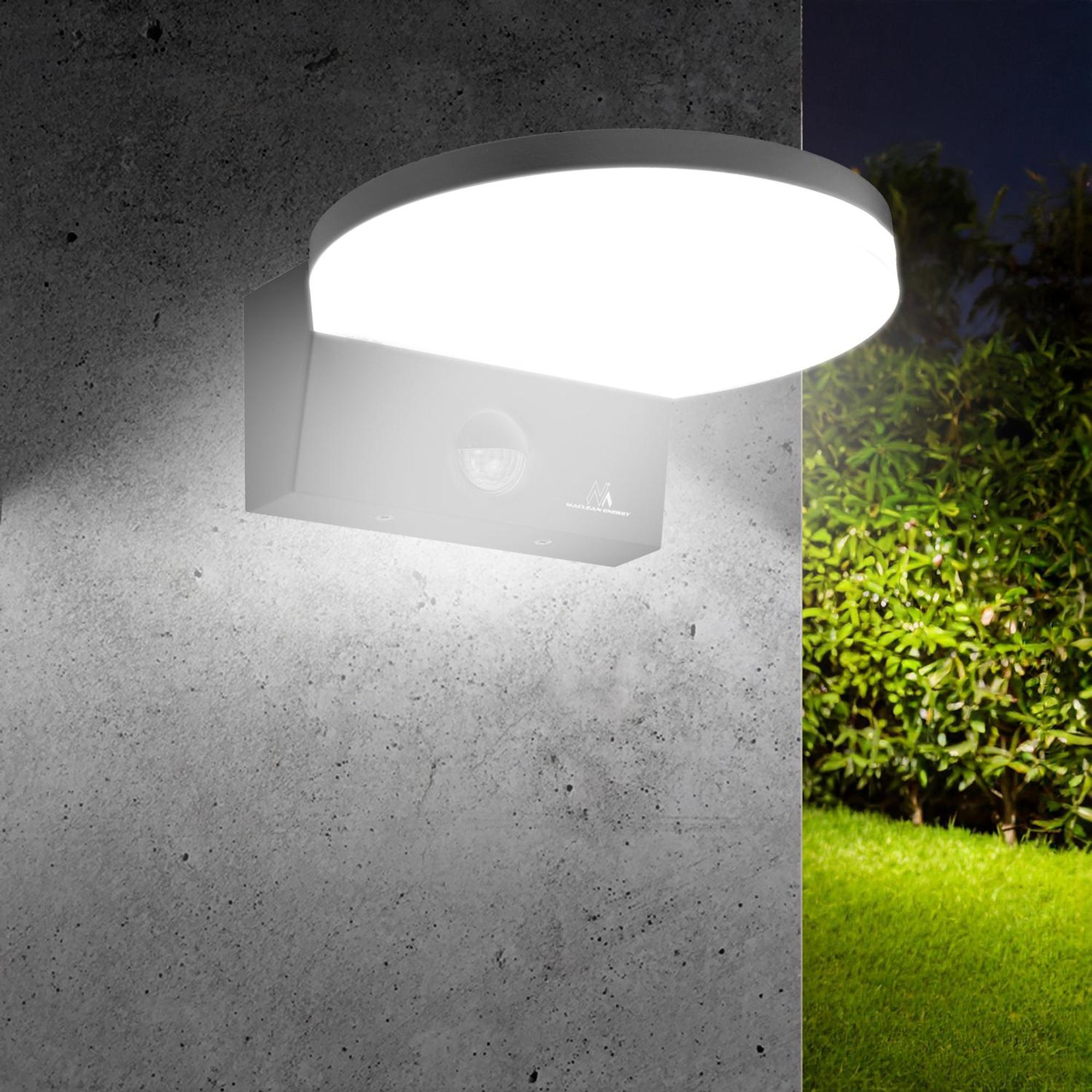 2x Maclean LED-Leuchte mit Bewegungsmelder PIR-Bewegungsmelder Farbe: Schwarz 15 W IP65 1560 lm Lichtfarbe: Neutralweiß (4000 K) MCE344 B
