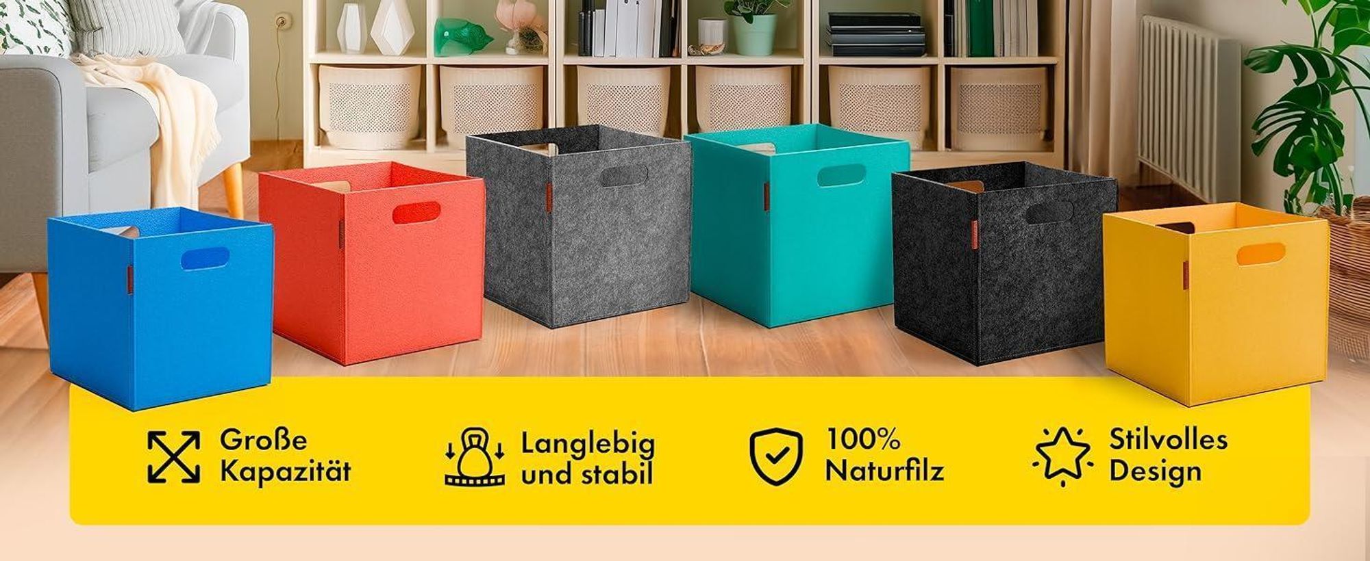 Havenhaus Filzkorb faltbar 6er Set peach pink 30x30x30cm | 6er Set Boxen Aufbewahrung Filz | Faltbox geeignet für Aufbewahrung im ganzen Haus | Korb