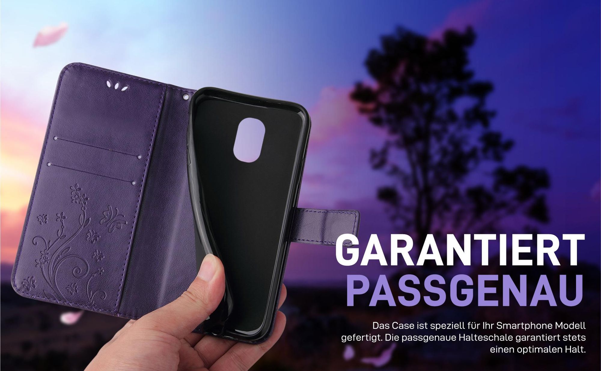 Violette Klapphülle für Samsung Galaxy J3 (2017) mit präziser Passform und sicherem Halt