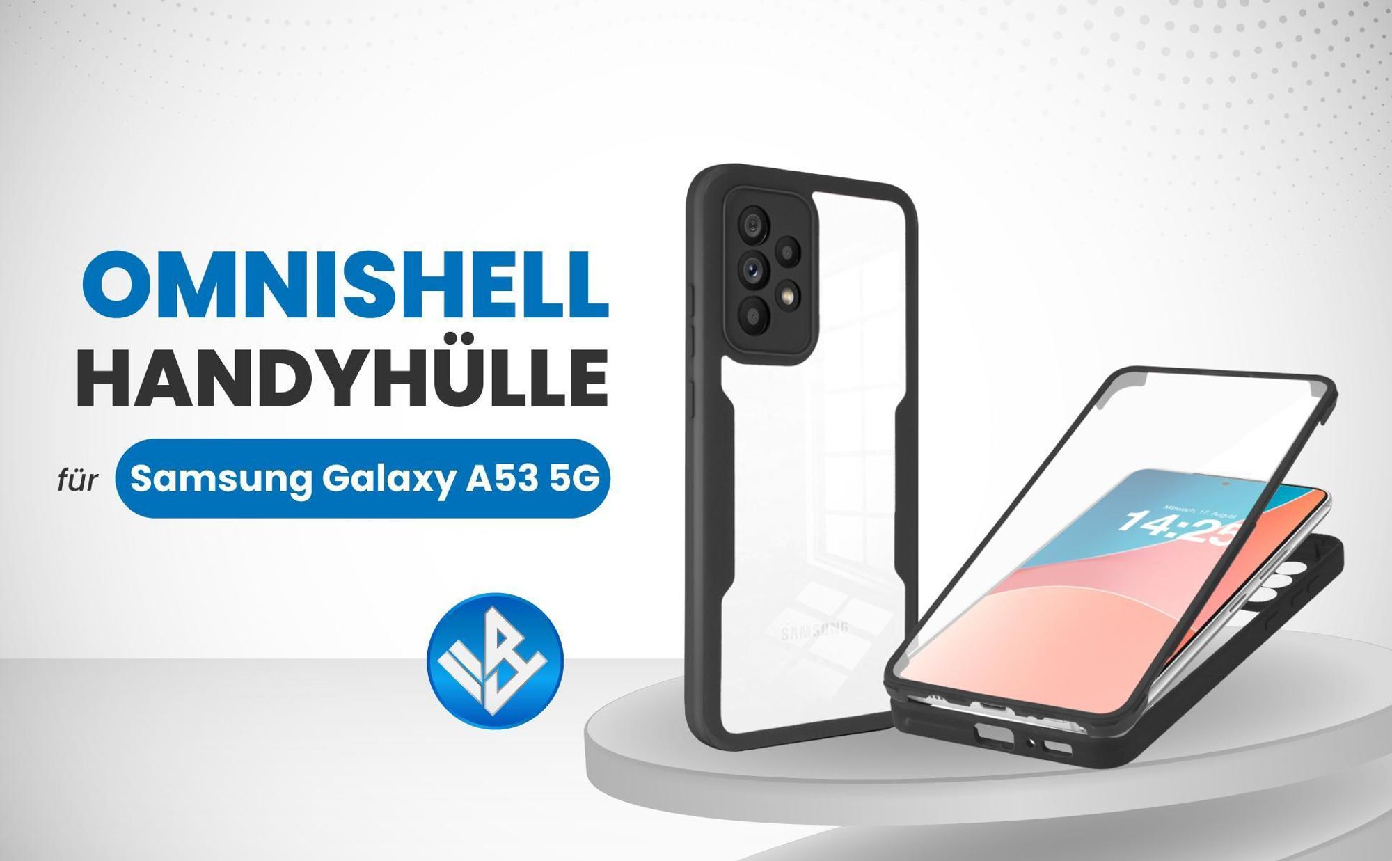 Schwarze 360 Grad Hülle für Samsung Galaxy A53 5G mit Kameraschutz