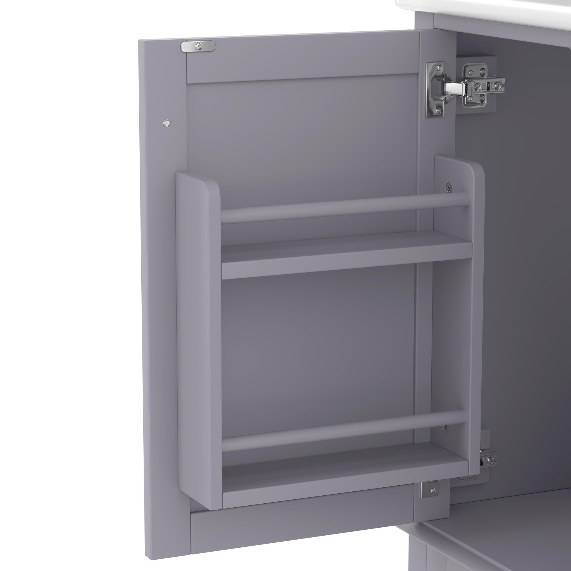 Merax Waschtischunterschrank mit Keramikbecken, Bodenstehender Badezimmerschrank mit 3 Schubladen, Türen mit Einlegeböden, 76x46x83,5cm, Grau