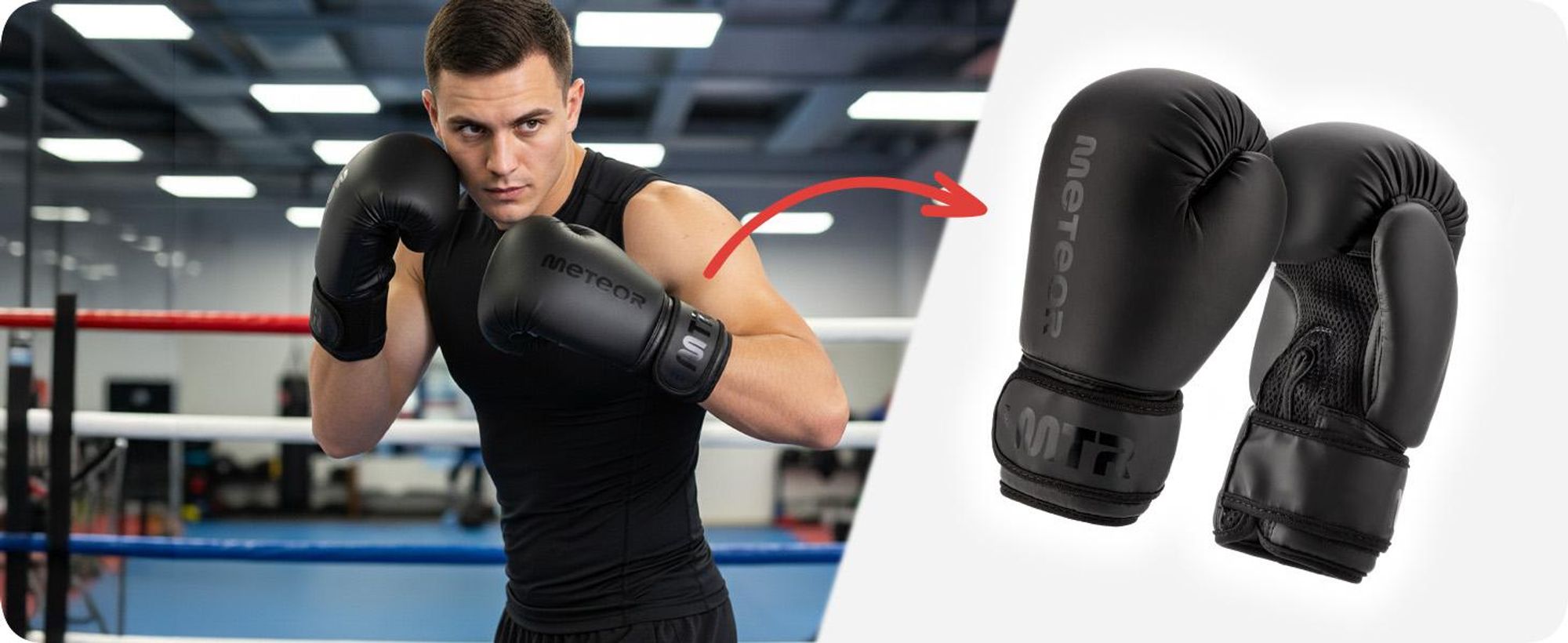 Meteor Boxhandschuhe 10 oz für Training und Sparring, Kunstleder, optimaler Schutz, ergonomische Passform, stabiler Klettverschluss