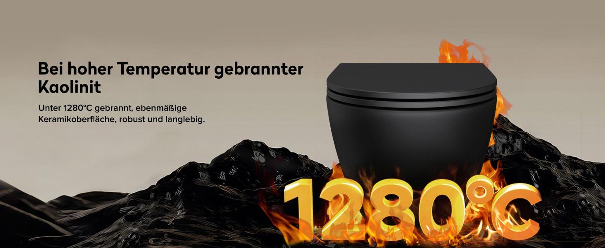 doporro Hänge-WC Spülrandlos Hänge-Toilette mit Tiefspüler inkl. Soft-Close Absenkautomatik schwarz matt aus Keramik Wandmontage Aachen179 neu
