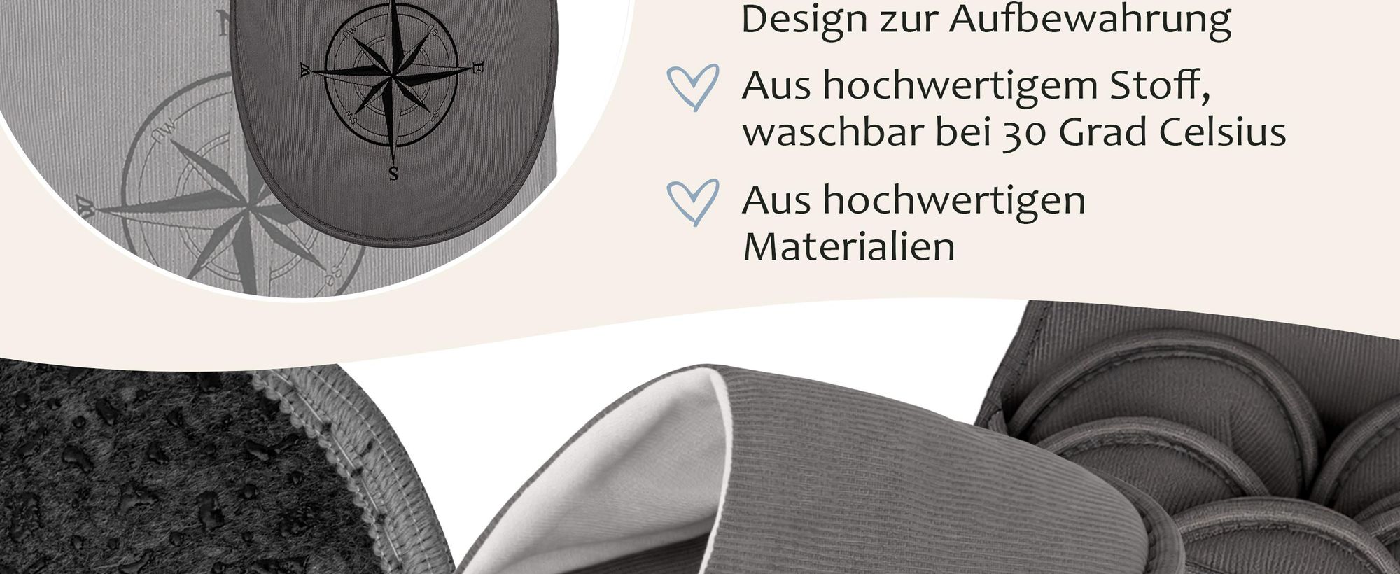 ONVAYA® Premium Gästehausschuhe Set Kompass | Waschbare Gästepantoffeln Rutschfest & Komfortabel | 5 Paar stilvolle Hausschuhe für Gäste Guest Slipper