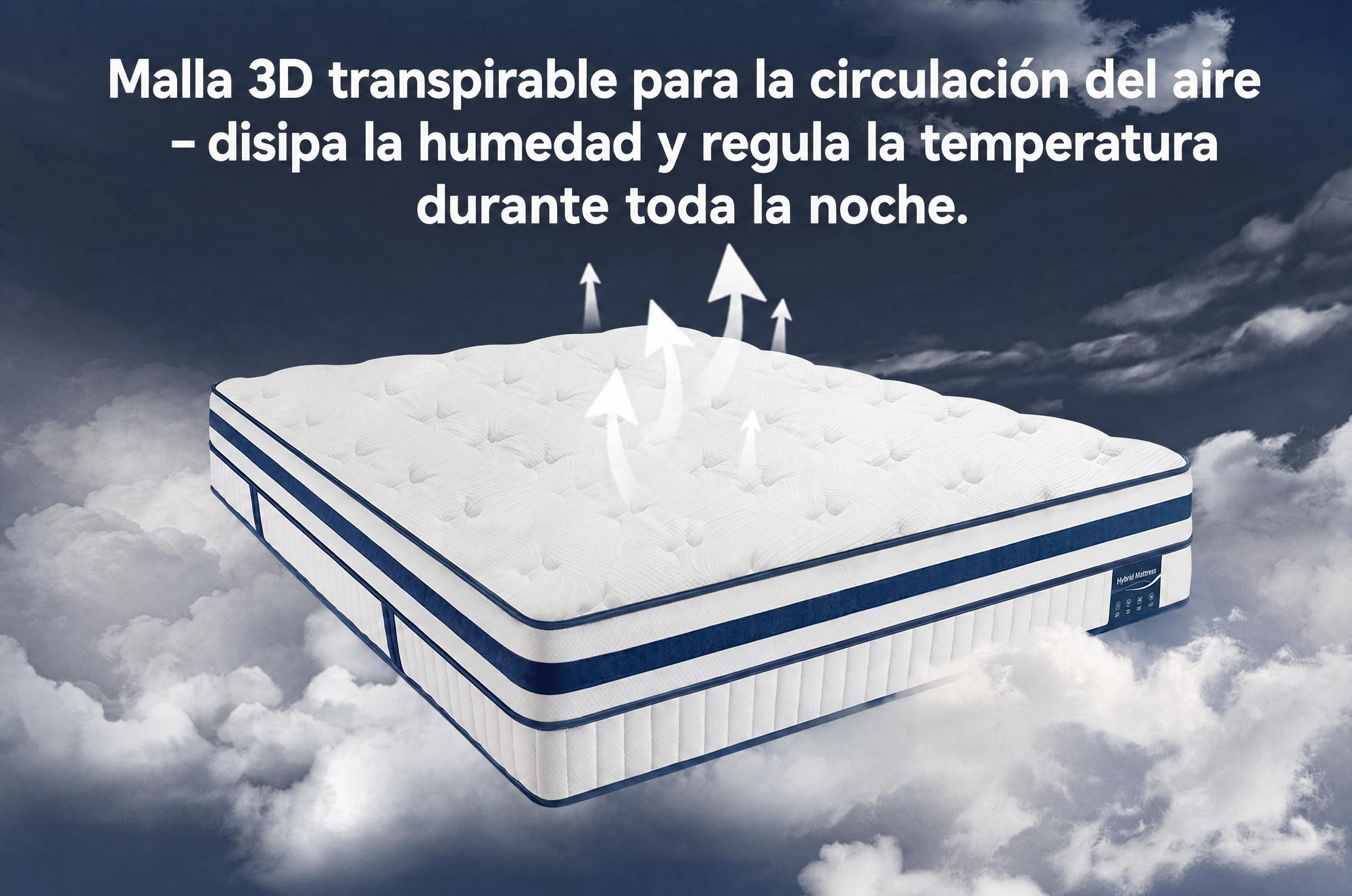 Colchón de 90x200 cm, con una altura de 30 cm, que incluye un acolchado superior integrado, y un sistema de muelles ensacados de 7 zonas, con firmeza H3/H4